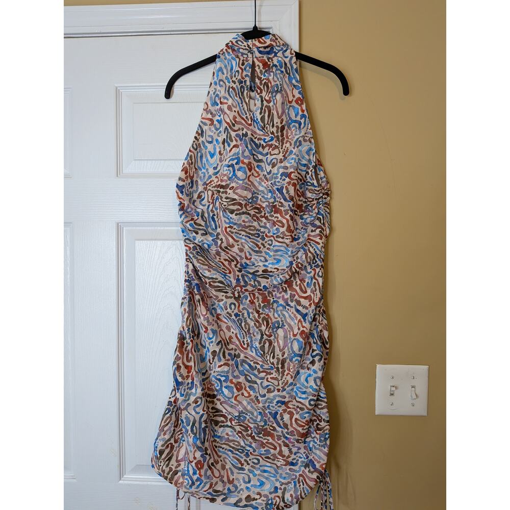Amanda Uprichard Kaylee Lynx Print Ruched Mini Dress Size Medium - Picture 7 of 10